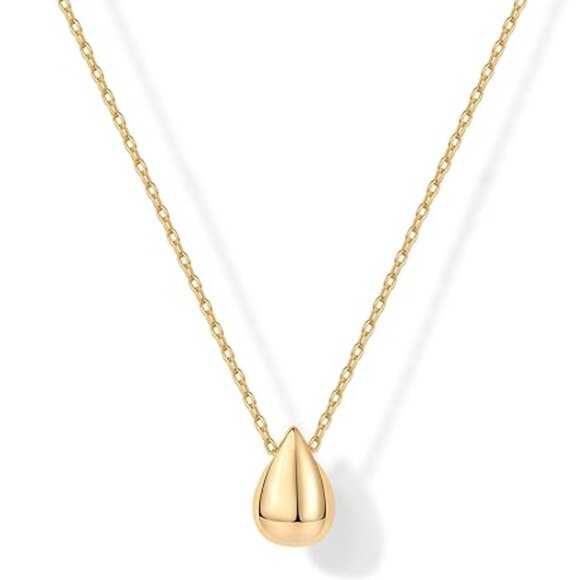 14K Gold-Plated Teardrop Pendant Necklace – Minimalist Luxury Jewelry for Women - Picture 2 of 2